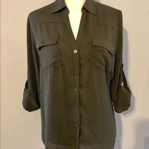 New York & Company Olive Green Blouse